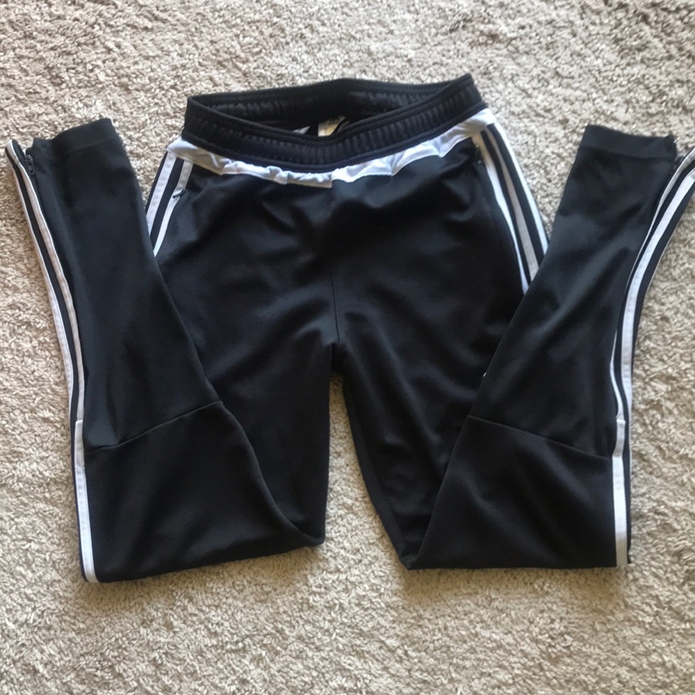 Adidas climacool womens track pants athletic black classic stripes sz small